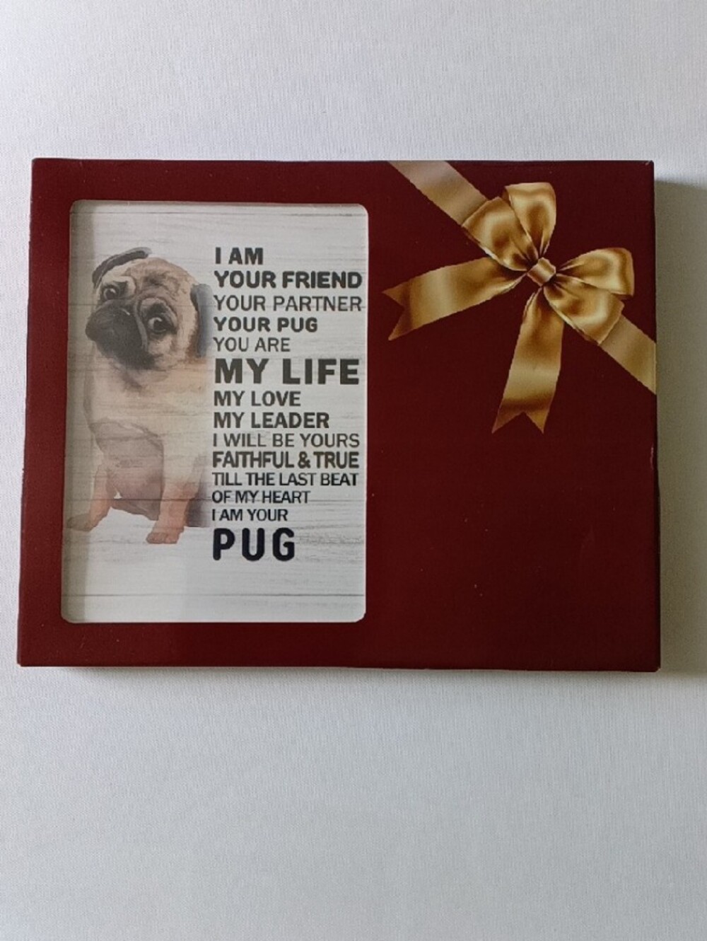 Pug Wooden Photo Frame with Sentimental Quote